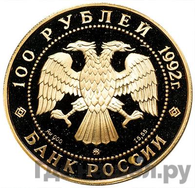 Реверс 100 рублей 1992 года ММД Россия Саха Якутия 1632