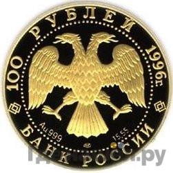 Реверс 100 рублей 1996 года ММД Золото Щелкунчик