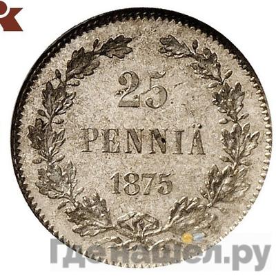 Аверс 25 пенни 1875 года S Для Финляндии