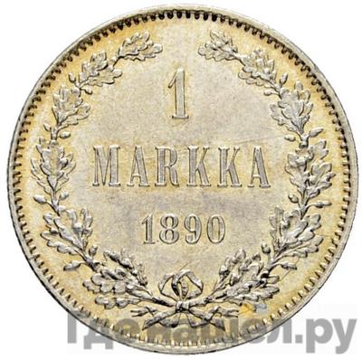 Аверс 1 марка 1890 года L Для Финляндии