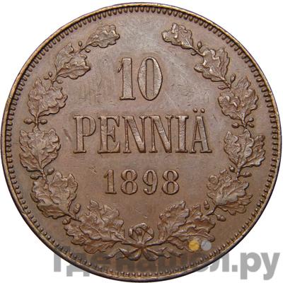 Аверс 10 пенни 1898 года Для Финляндии