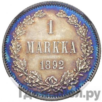 Аверс 1 марка 1892 года L Для Финляндии