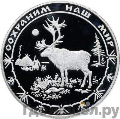 Аверс 25 рублей 2004 года СПМД Сохраним наш мир северный олень