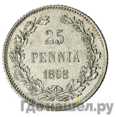 Аверс 25 пенни 1898 года L Для Финляндии