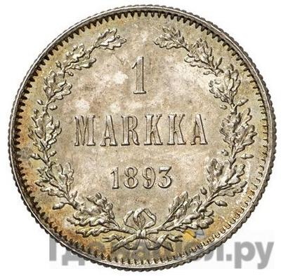 Аверс 1 марка 1893 года L Для Финляндии