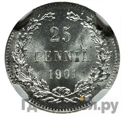 Аверс 25 пенни 1901 года L Для Финляндии