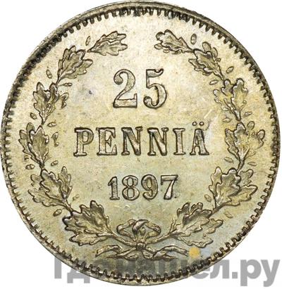 Аверс 25 пенни 1897 года L Для Финляндии