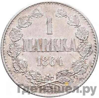 Аверс 1 марка 1864 года S Для Финляндии