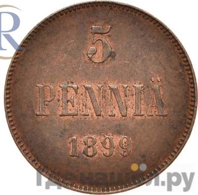 Аверс 5 пенни 1899 года Для Финляндии