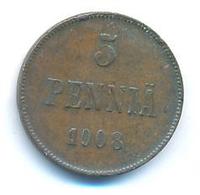 5 пенни 1908 года  Для Финляндии
