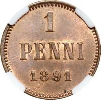 1 пенни 1891 года  Для Финляндии