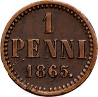 1 пенни 1865 года  Для Финляндии