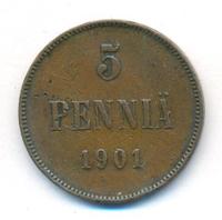 5 пенни 1901 года  Для Финляндии
