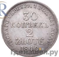 30 копеек - 2 злотых 1840 года