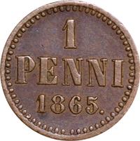 1 пенни 1865 года  Для Финляндии