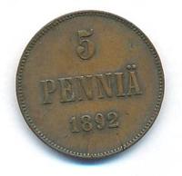 5 пенни 1892 года  Для Финляндии