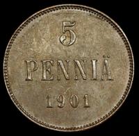 5 пенни 1901 года  Для Финляндии