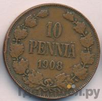 10 пенни 1908 года  Для Финляндии