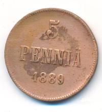 5 пенни 1889 года  Для Финляндии