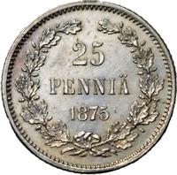 25 пенни 1875 года S Для Финляндии