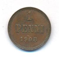 1 пенни 1908 года  Для Финляндии