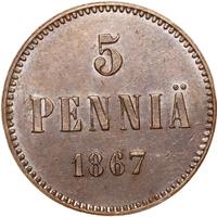 5 пенни 1867 года  Для Финляндии