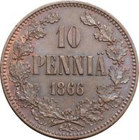 10 пенни 1866 года  Для Финляндии