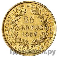 25 злотых 1833 года KG Для Польши