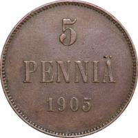 5 пенни 1905 года  Для Финляндии