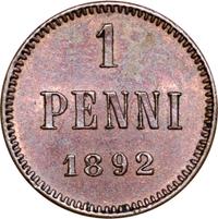 1 пенни 1892 года  Для Финляндии