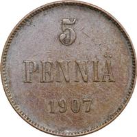 5 пенни 1907 года  Для Финляндии