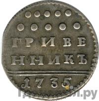 Гривенник 1735 года