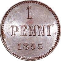 1 пенни 1893 года  Для Финляндии