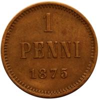 1 пенни 1875 года  Для Финляндии