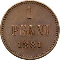 1 пенни 1881 года  Для Финляндии