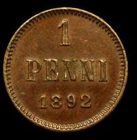 1 пенни 1892 года  Для Финляндии