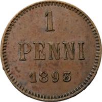 1 пенни 1893 года  Для Финляндии