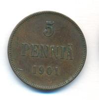 5 пенни 1901 года  Для Финляндии