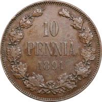 10 пенни 1891 года  Для Финляндии