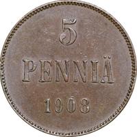 5 пенни 1908 года  Для Финляндии
