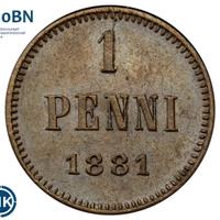 1 пенни 1881 года  Для Финляндии
