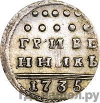 Гривенник 1735 года