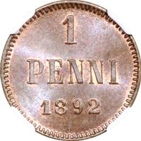 1 пенни 1892 года  Для Финляндии