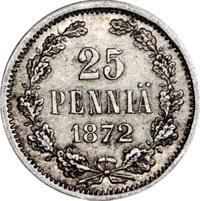 25 пенни 1872 года S Для Финляндии