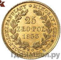 25 злотых 1833 года KG Для Польши