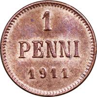 1 пенни 1911 года  Для Финляндии