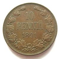 10 пенни 1891 года  Для Финляндии