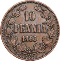 10 пенни 1866 года  Для Финляндии