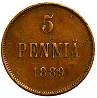 5 пенни 1889 года  Для Финляндии