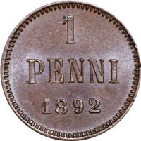 1 пенни 1892 года  Для Финляндии
